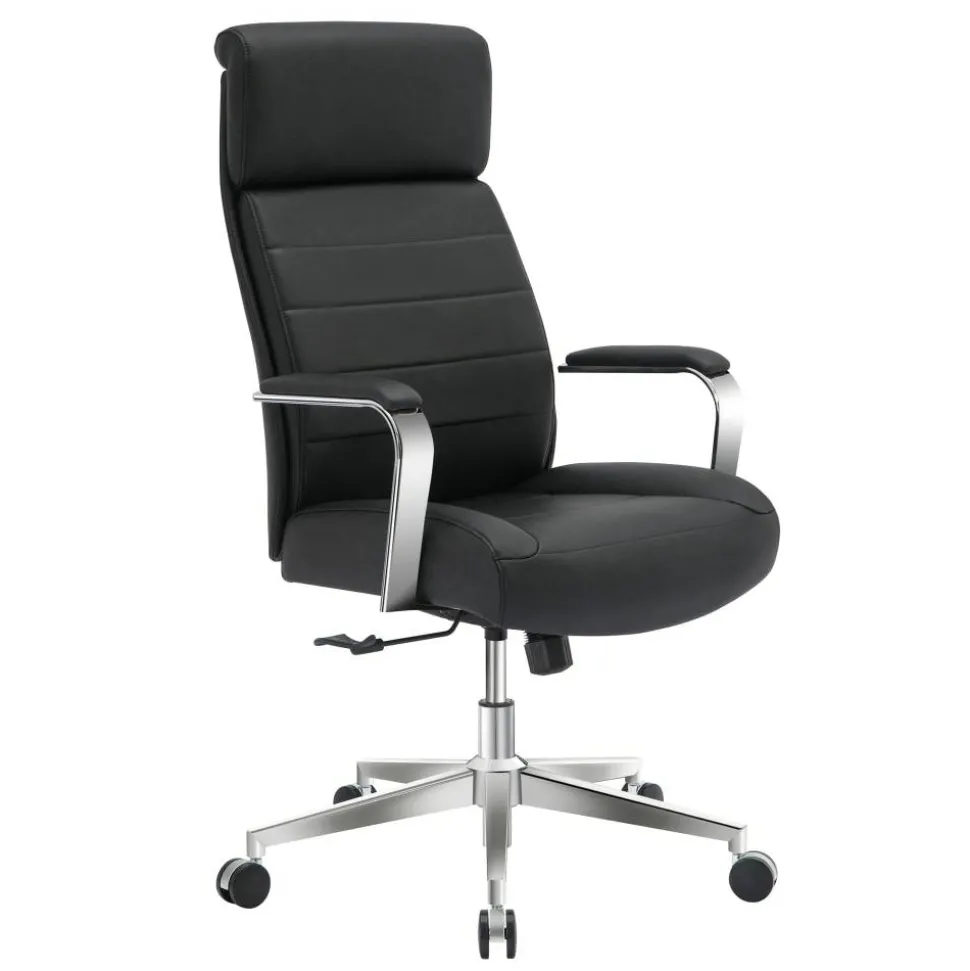 Modern Comfort Modee Vegan Leather High-Back Executive Office Chair, Black/Chrome, BIFMA Compliant