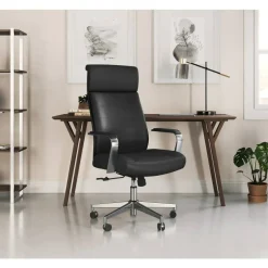 Modern Comfort Modee Vegan Leather High-Back Executive Office Chair, Black/Chrome, BIFMA Compliant