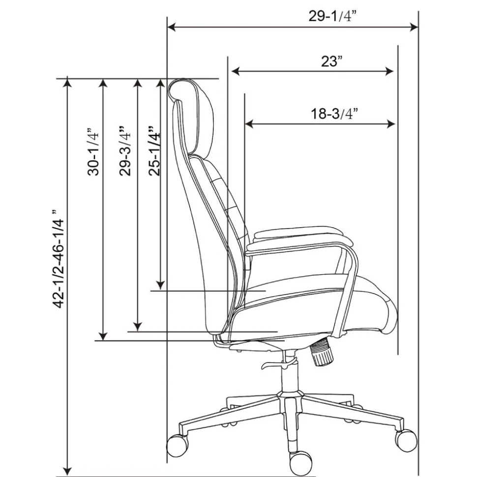 Modern Comfort Modee Vegan Leather High-Back Executive Office Chair, Black/Chrome, BIFMA Compliant