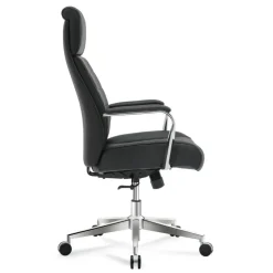 Modern Comfort Modee Vegan Leather High-Back Executive Office Chair, Black/Chrome, BIFMA Compliant