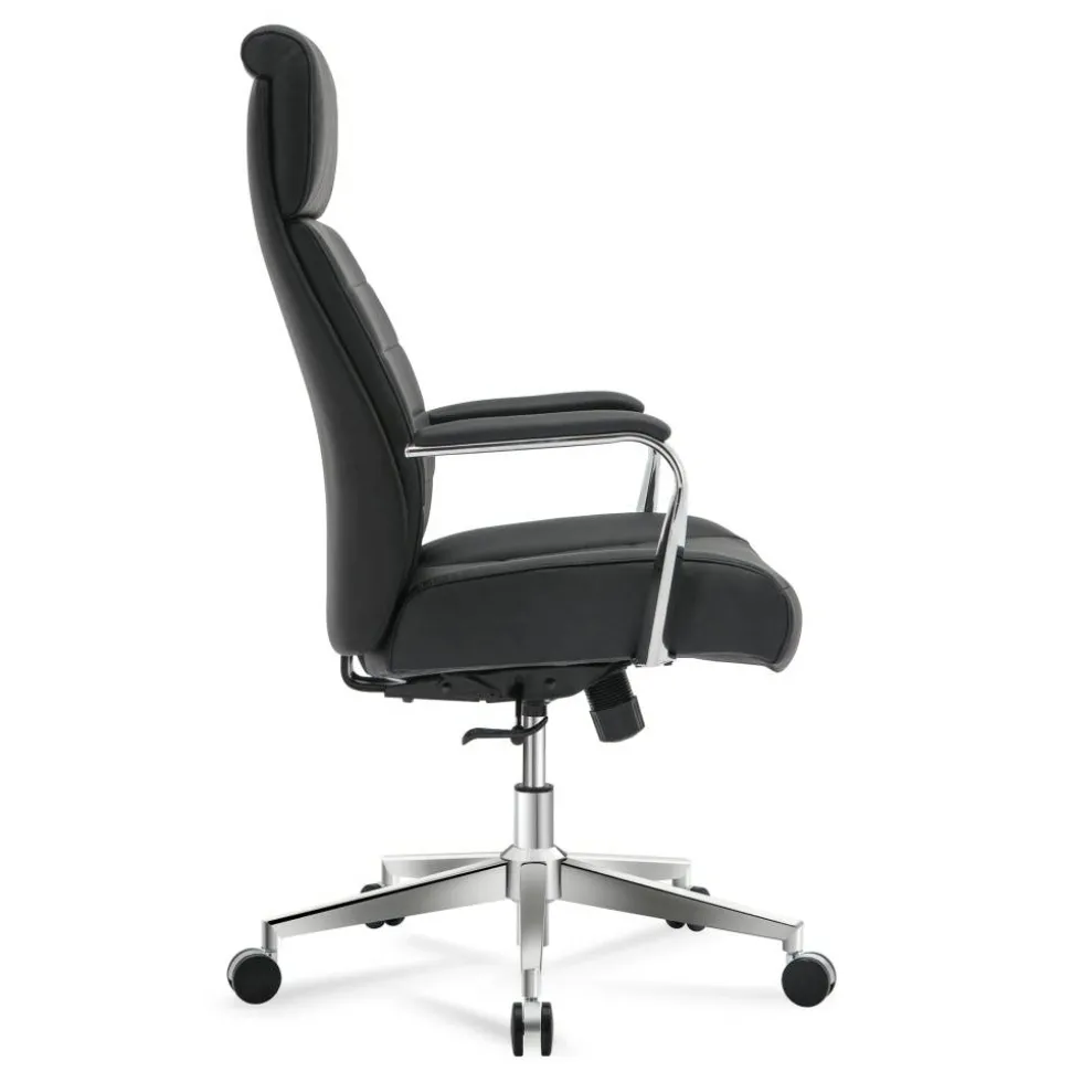 Modern Comfort Modee Vegan Leather High-Back Executive Office Chair, Black/Chrome, BIFMA Compliant