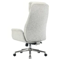 Modern Comfort Pizana Bouclé Fabric High-Back Executive Office Chair, Light Sand/Brushed Nickel, BIFMA Compliant