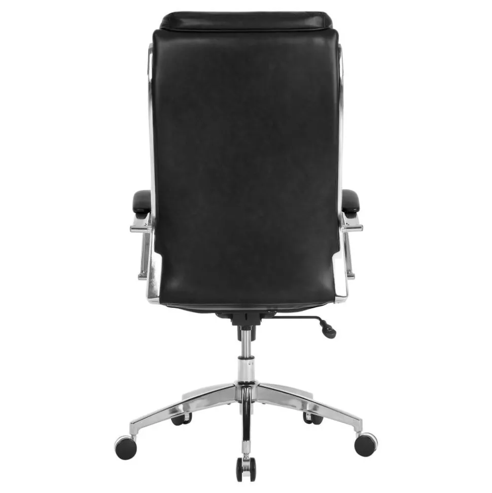 Modern Comfort Verismo Bonded Leather High-Back Executive Office Chair, Black/Chrome, BIFMA Compliant