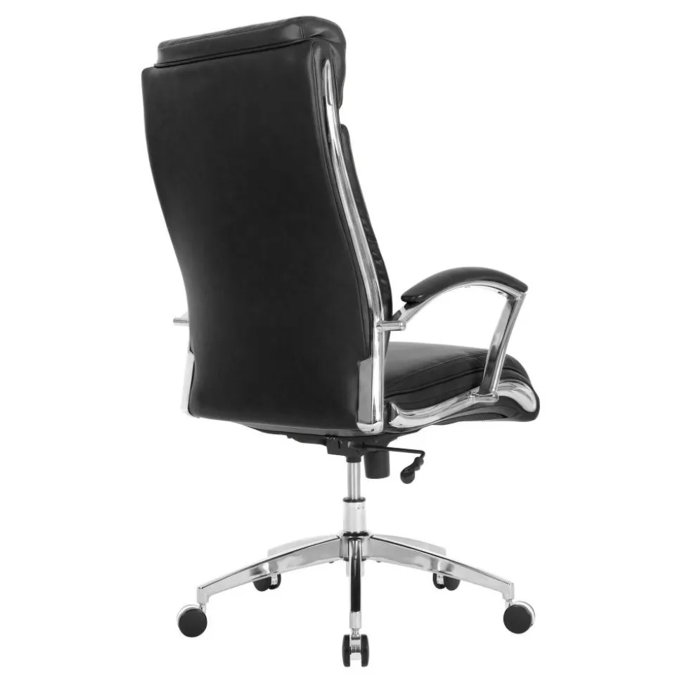 Modern Comfort Verismo Bonded Leather High-Back Executive Office Chair, Black/Chrome, BIFMA Compliant