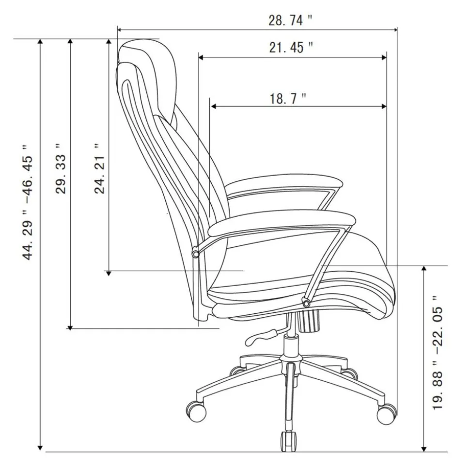 Modern Comfort Verismo Bonded Leather High-Back Executive Office Chair, Black/Chrome, BIFMA Compliant