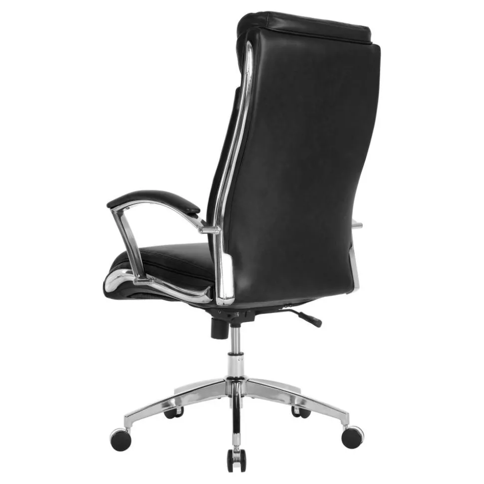 Modern Comfort Verismo Bonded Leather High-Back Executive Office Chair, Black/Chrome, BIFMA Compliant