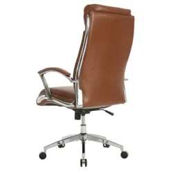 Modern Comfort Verismo Bonded Leather High-Back Executive Office Chair, Brown/Chrome, BIFMA Compliant