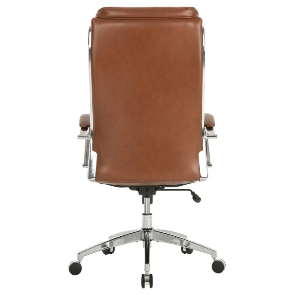 Modern Comfort Verismo Bonded Leather High-Back Executive Office Chair, Brown/Chrome, BIFMA Compliant