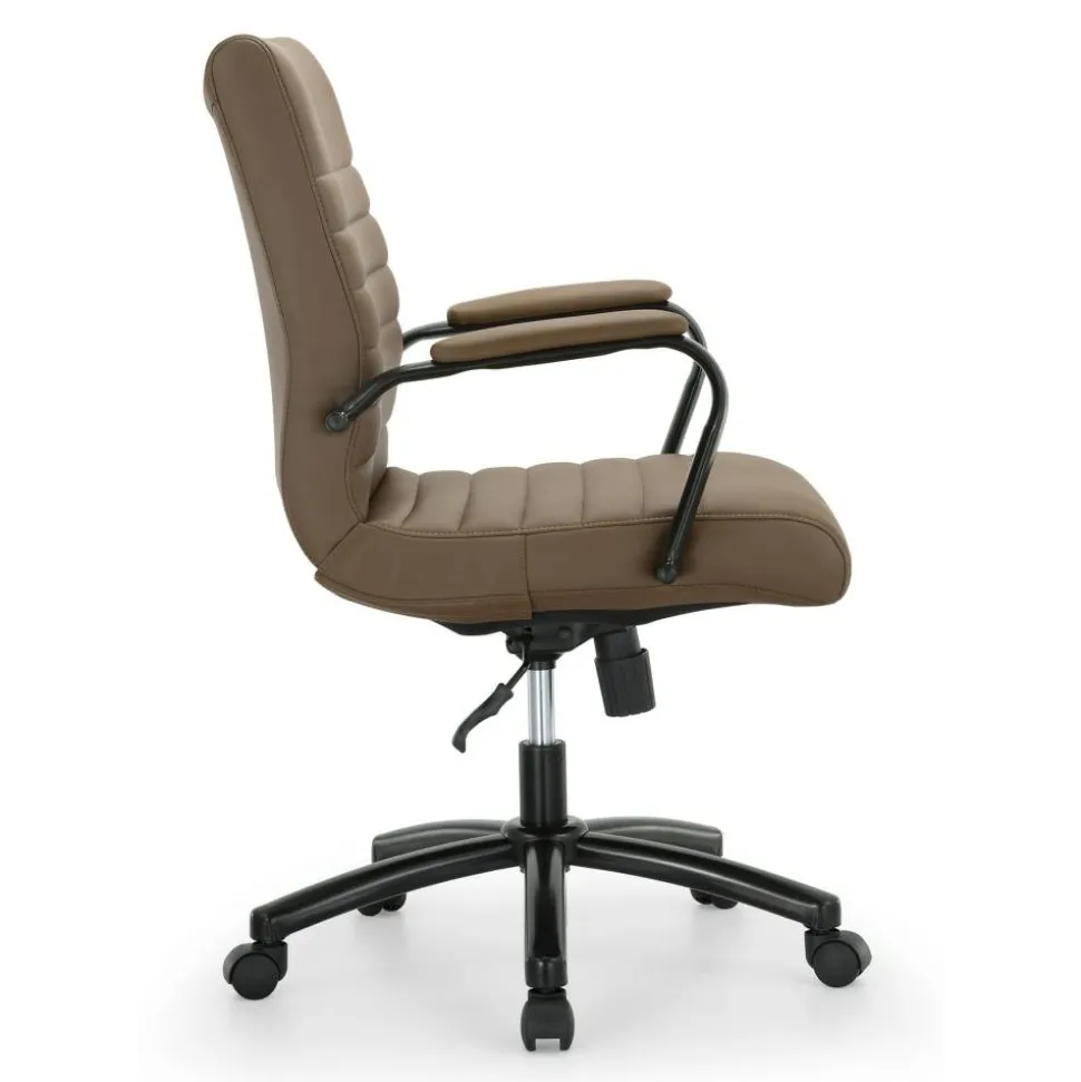 Modern Comfort Winsley Bonded Leather Mid-Back Manager Office Chair, Brown/Black, BIFMA Compliant