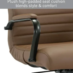 Modern Comfort Winsley Bonded Leather Mid-Back Manager Office Chair, Brown/Black, BIFMA Compliant