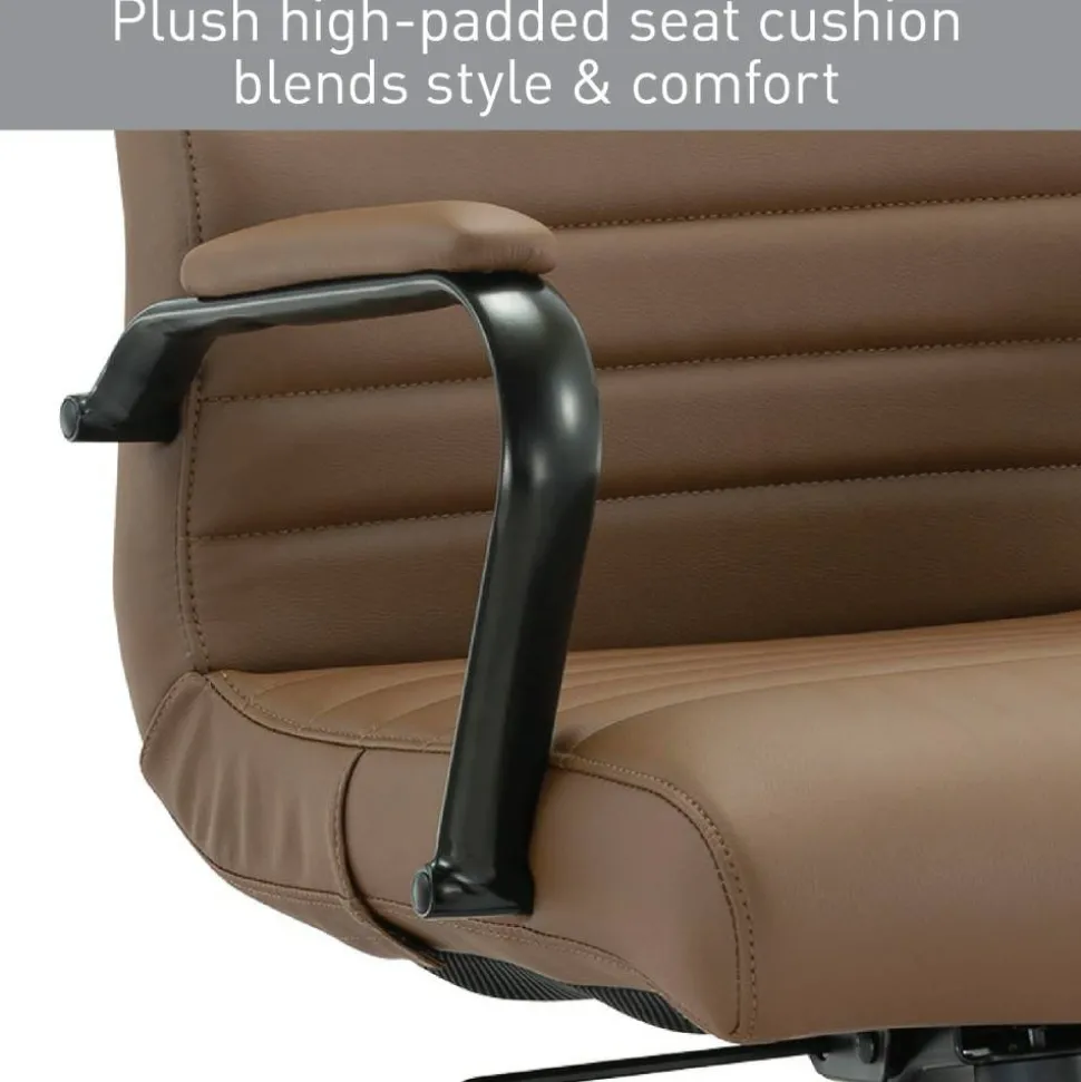 Modern Comfort Winsley Bonded Leather Mid-Back Manager Office Chair, Brown/Black, BIFMA Compliant