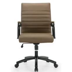 Modern Comfort Winsley Bonded Leather Mid-Back Manager Office Chair, Brown/Black, BIFMA Compliant