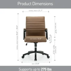 Modern Comfort Winsley Bonded Leather Mid-Back Manager Office Chair, Brown/Black, BIFMA Compliant