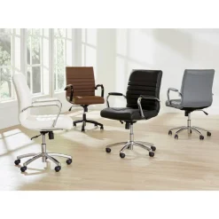 Modern Comfort Winsley Bonded Leather Mid-Back Manager Office Chair, Brown/Black, BIFMA Compliant