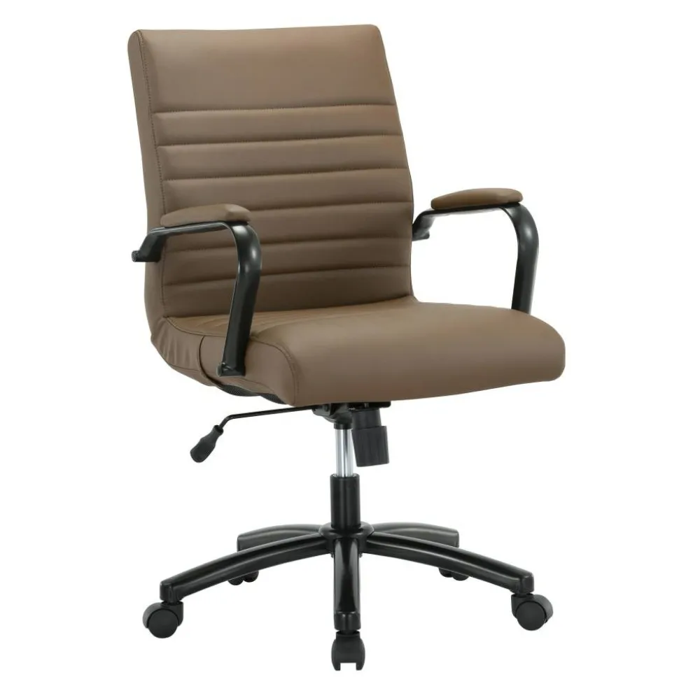 Modern Comfort Winsley Bonded Leather Mid-Back Manager Office Chair, Brown/Black, BIFMA Compliant