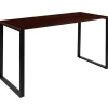 Modern Commercial Grade Desk Industrial Style Computer Desk Sturdy Home Office Desk - 55" Length-Mahogany