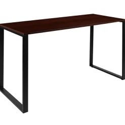 Modern Commercial Grade Desk Industrial Style Computer Desk Sturdy Home Office Desk - 55" Length-Mahogany