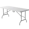 Molded Plastic Top Folding Table with Handles, 29"H x 72"W x 29-1/4"D, Platinum/Charcoal