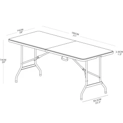Molded Plastic Top Folding Table with Handles, 29"H x 72"W x 29-1/4"D, Platinum/Charcoal