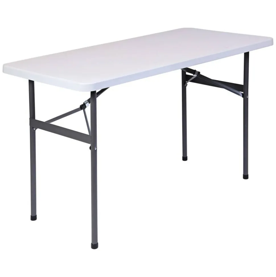 Molded Plastic Top Folding Table, 29"H x 48"W x 24"D, Platinum