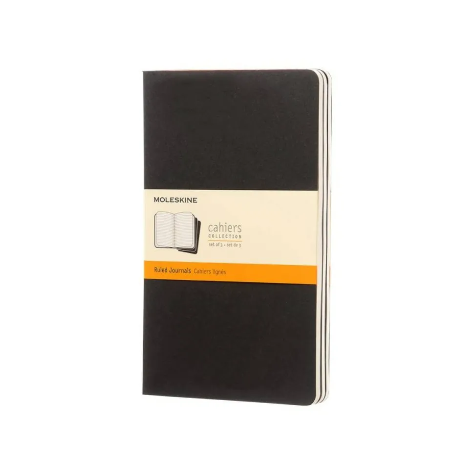 Moleskine Cahier Journals, 5" x 8-1/4", Ruled, 80 Pages, Black, Set Of 3 Journals