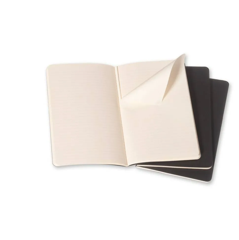 Moleskine Cahier Journals, 5" x 8-1/4", Ruled, 80 Pages, Black, Set Of 3 Journals