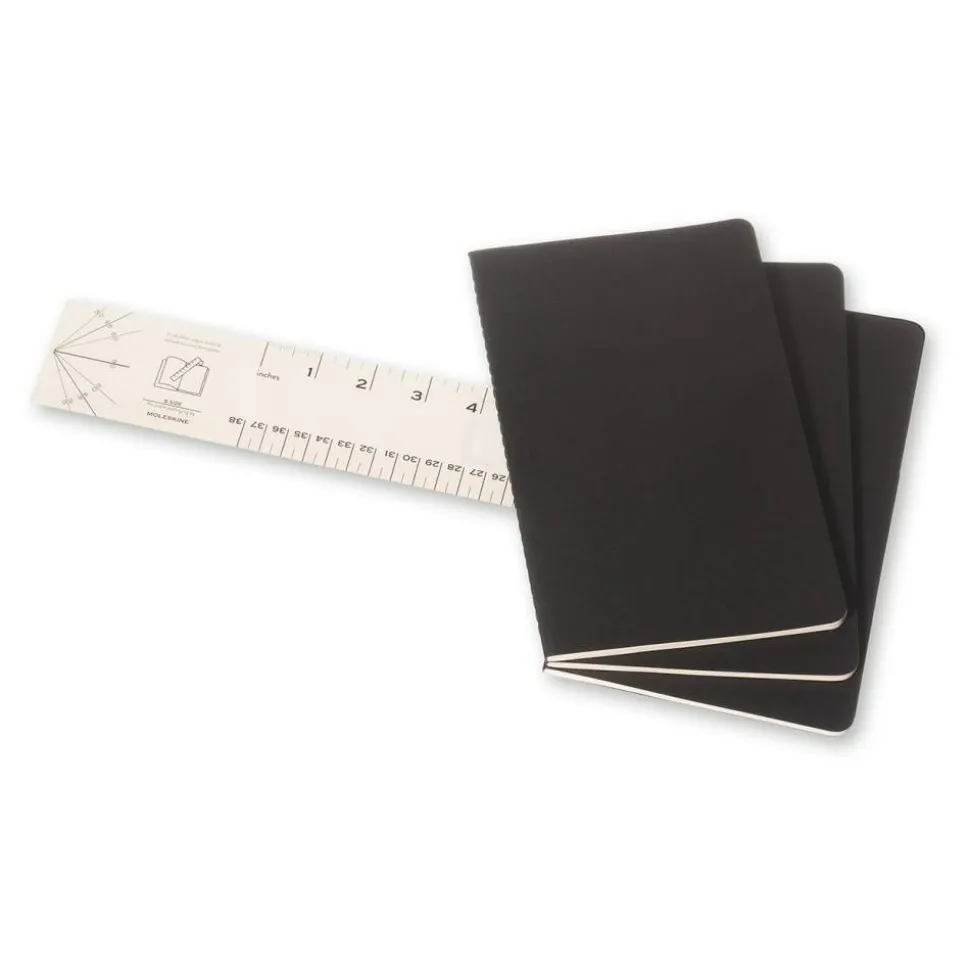 Moleskine Cahier Journals, 5" x 8-1/4", Ruled, 80 Pages, Black, Set Of 3 Journals