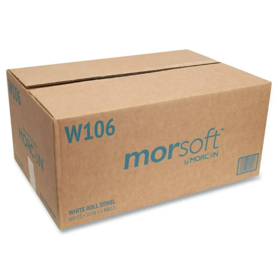Morcon Tissue 10 Inch Roll Towels, 1-Ply, 10" x 800 ft, White, 6 Rolls/Carton
