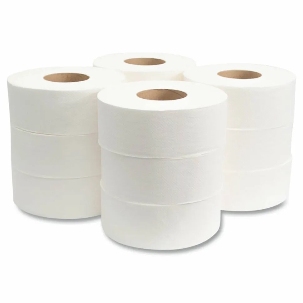 Morcon Tissue Jumbo Bath Tissue, Septic Safe, 2-Ply, 3.3" x 500 ft, White, 12 Rolls/Carton