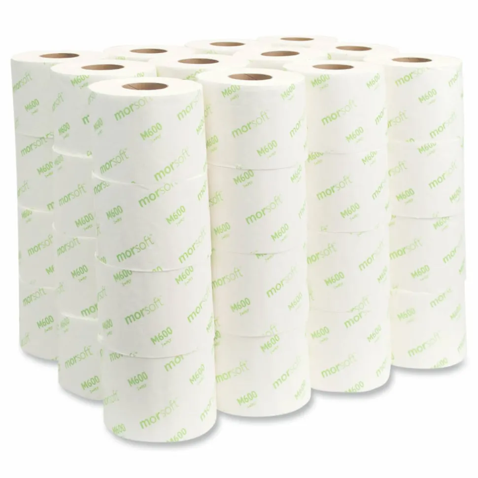 Morcon Tissue Morsoft Controlled Bath Tissue, Septic Safe, 2-Ply, White, 600 Sheets/Roll, 48 Rolls/Carton