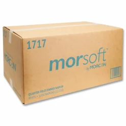 Morcon Tissue Morsoft Dinner Napkins, 1-Ply, 16 x 16, White, 250/Pack, 12 Packs/Carton