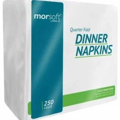 Morcon Tissue Morsoft Dinner Napkins, 1-Ply, 16 x 16, White, 250/Pack, 12 Packs/Carton
