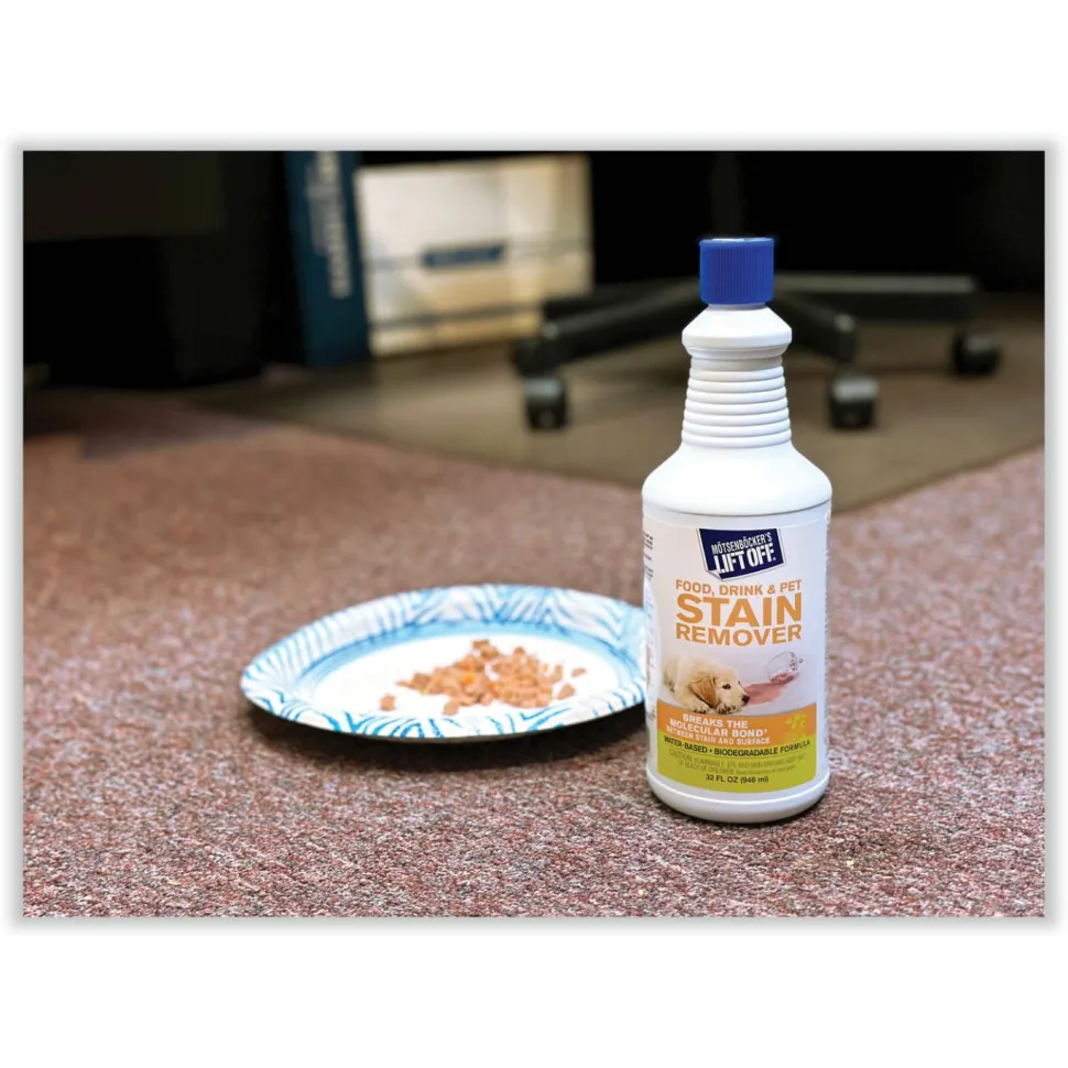 Motsenbocker's Lift-Off Food/Beverage/Protein Stain Remover, Unscented, 32 oz Pour Bottle, 6/Carton