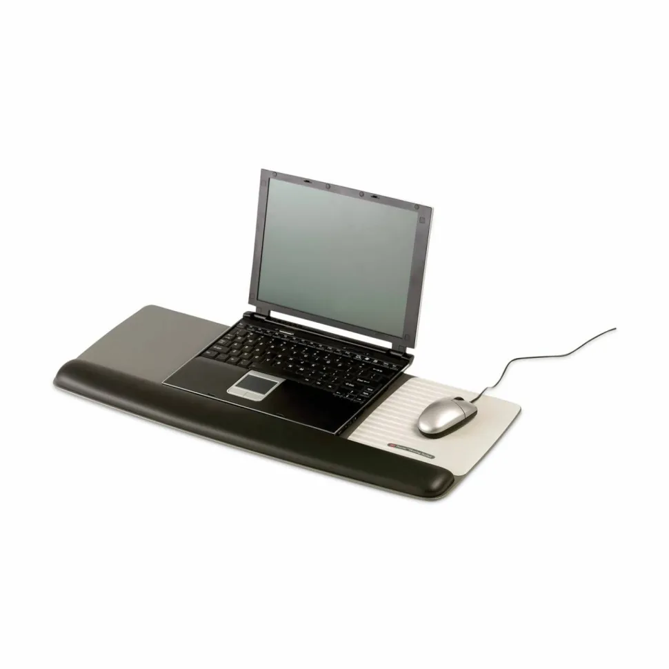 3M Precise Adjustable Platform For Keyboard And Mouse With Gel Wrist Rest, Black/Metallic Gray