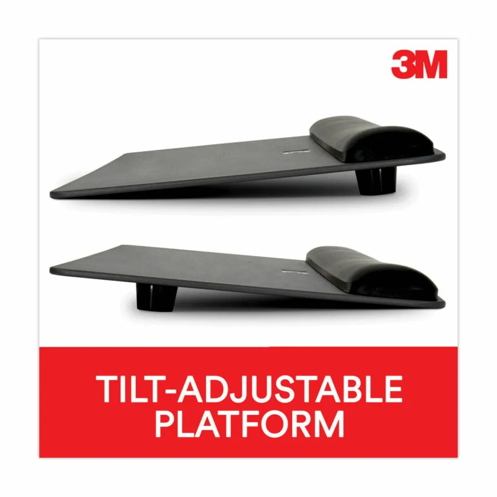 3M Precise Adjustable Platform For Keyboard And Mouse With Gel Wrist Rest, Black/Metallic Gray
