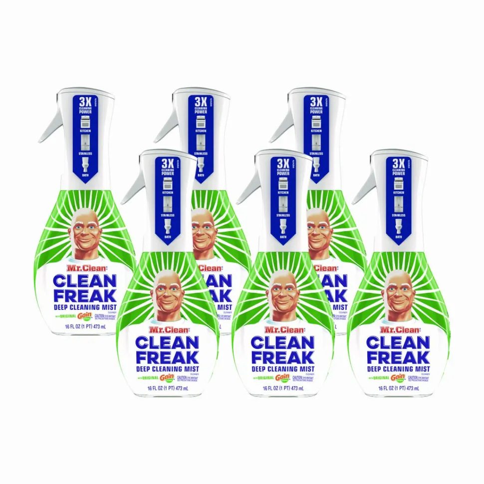 Mr. Clean Clean Freak Deep Cleaning Mist Multi-Surface Spray, Gain Original Scent, 16 oz Spray Bottle, 6/Carton