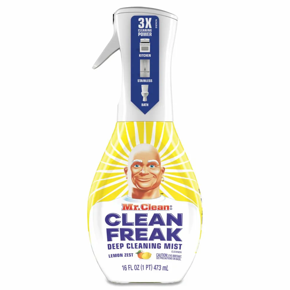 Mr. Clean Clean Freak Deep Cleaning Mist Multi-Surface Spray, Lemon Scent, 16 oz Spray Bottle, 6/Carton