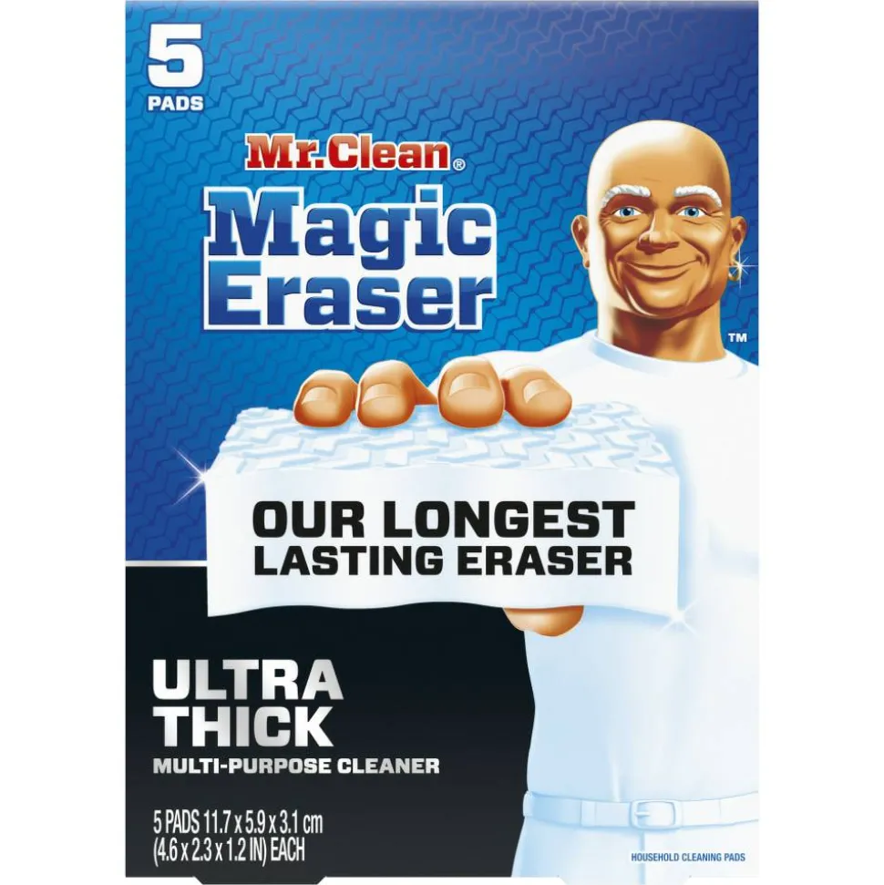 Mr. Clean Magic Eraser Sponges, 2-5/16" x 4-5/8", White, Pack Of 5 Sponges