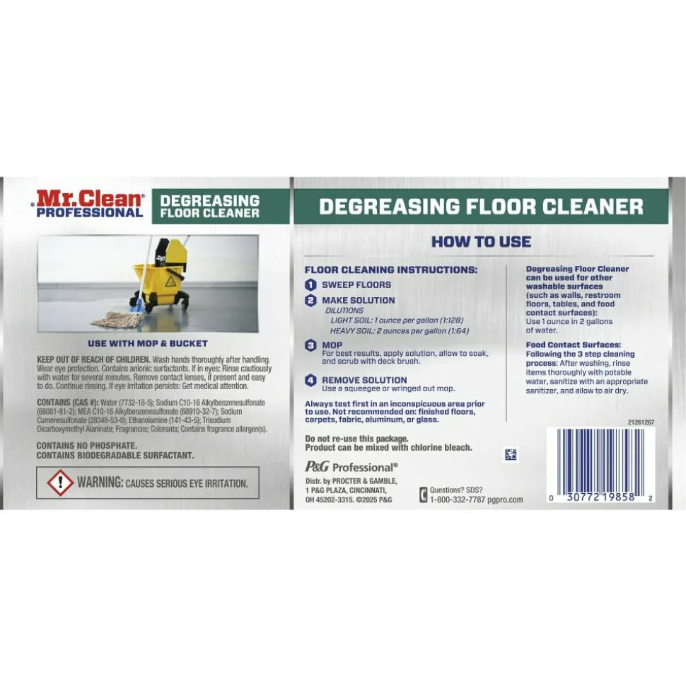 Mr. Clean Professional Degreasing Floor Cleaner, 1 Gallon, Case Of 3 Jugs