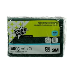 3M Scotch-Brite 86 Heavy-Duty Commercial Scouring Pads, 6" x 9", Green, Pack Of 12