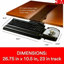 3M Sit/Stand Adjustable Keyboard Tray, Black