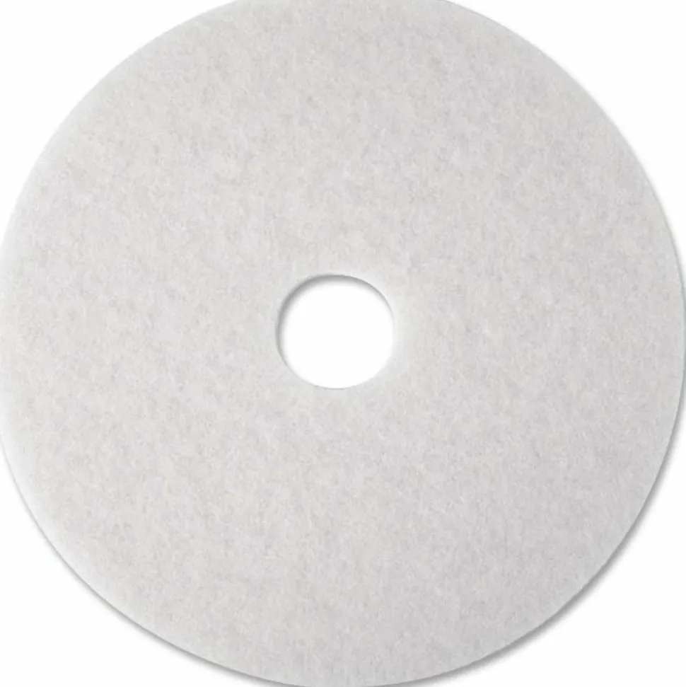 3M 4100 Super Polishing Floor Pads, 20" Diameter, White, Box Of 5