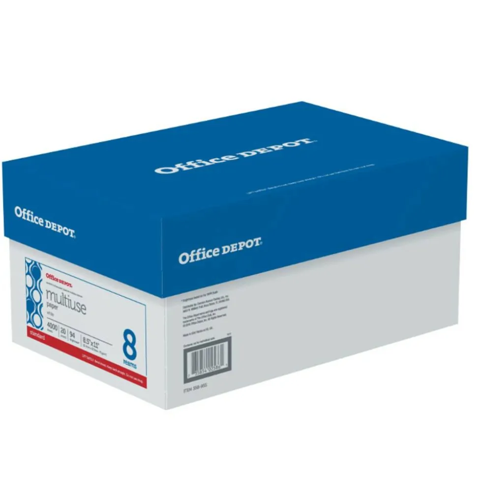 Multi-Use Printer & Copy Paper, White, Letter (8.5" x 11"), 4000 Sheets Per Case, 20 Lb, 94 Brightness