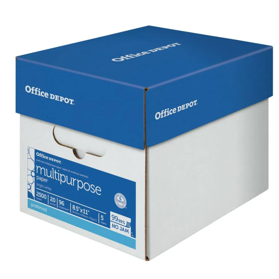Multi-Use Printer & Copy Paper, White, Letter (8.5" x 11"), 2500 Sheets Per Case, 20 Lb, 96 Brightness, 58288