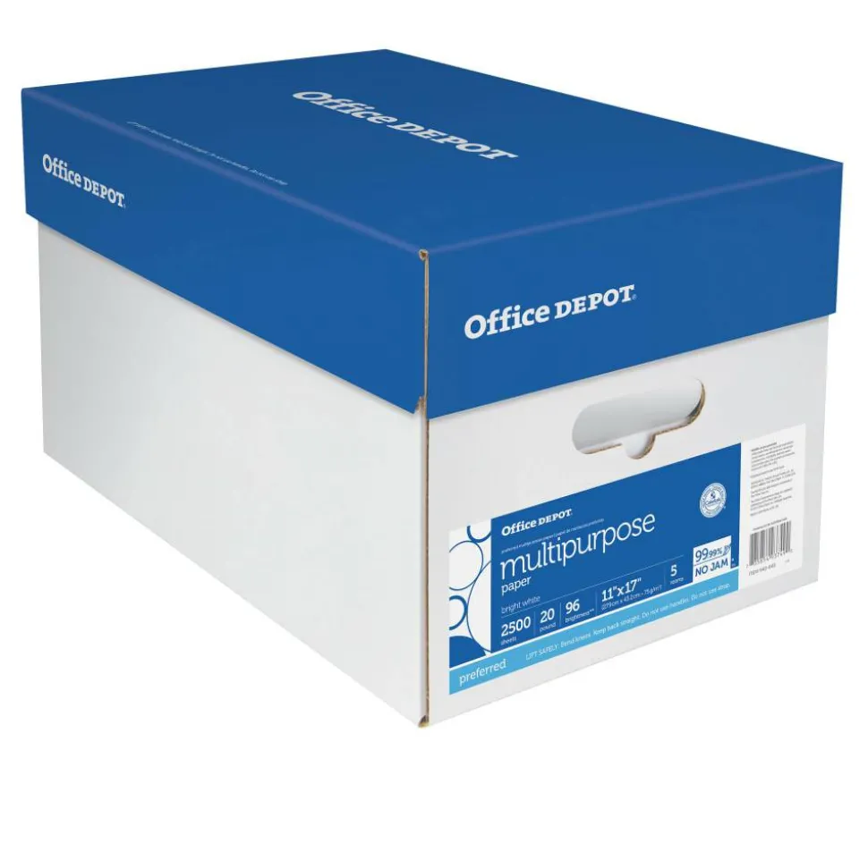 Multi-Use Printer & Copy Paper, White, Ledger (11" x 17"), 2500 Sheets Per Case, 20 Lb, 96 Brightness