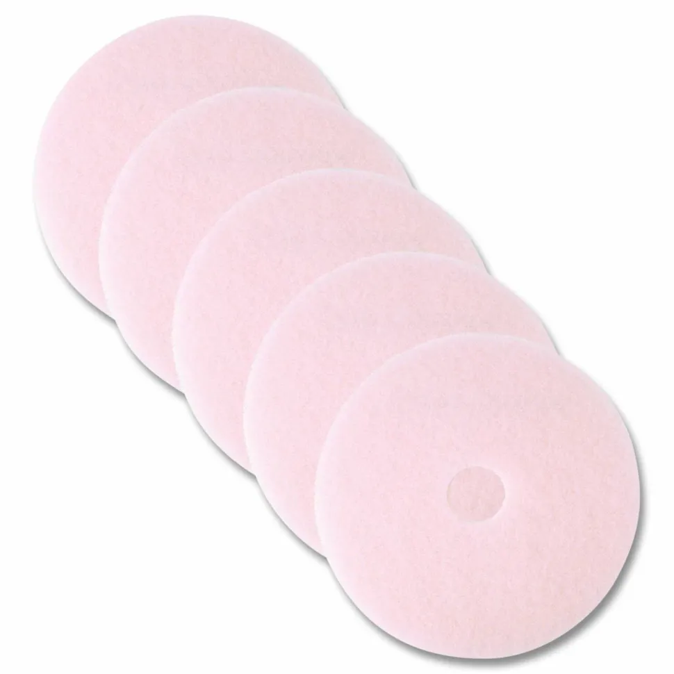 3M Ultra High-Speed Eraser Floor Burnishing Pad 3600, 20" Diameter, Pink, 5/Carton