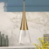 Myra 7.5" Wide Pendant with Glass Shade in Brass/Clear