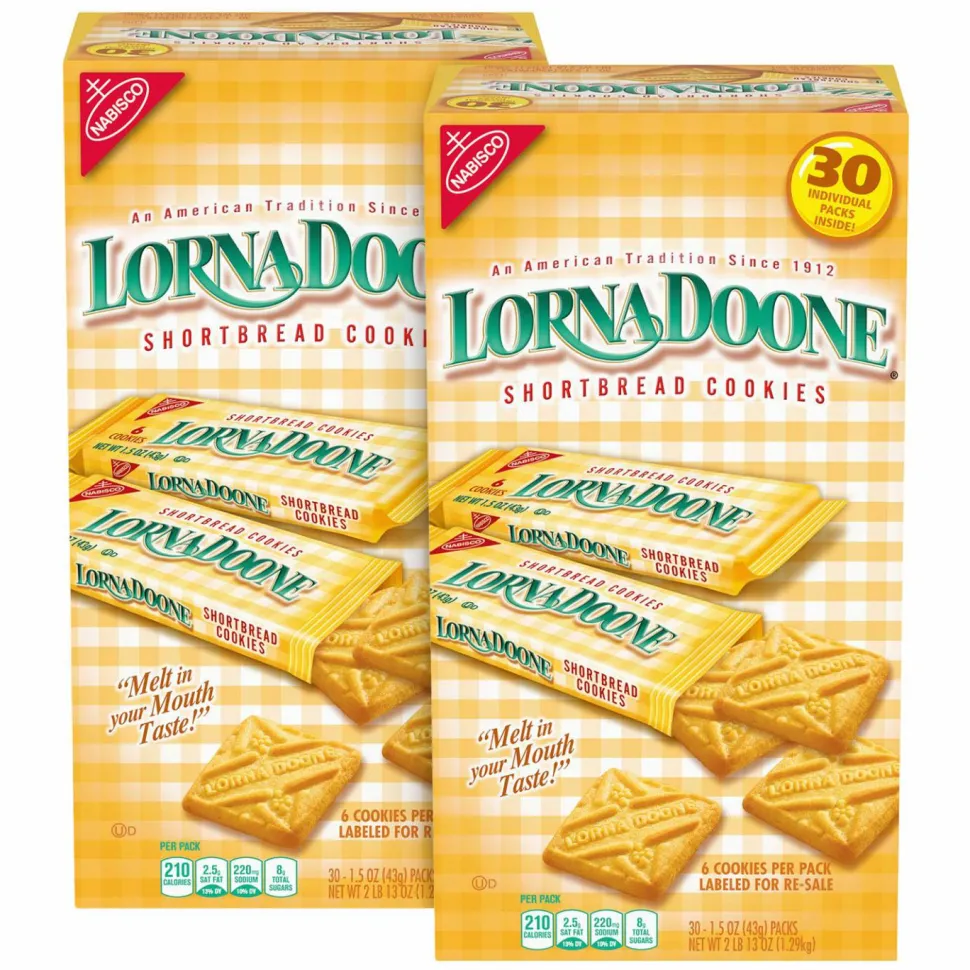 Nabisco Lorna Doone Shortbread Cookies, 1.5 oz Packet, 30/Box, 2 Boxes/Carton