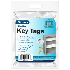 Nadex Slotted Key Tags, White, Pack Of 20 Tags
