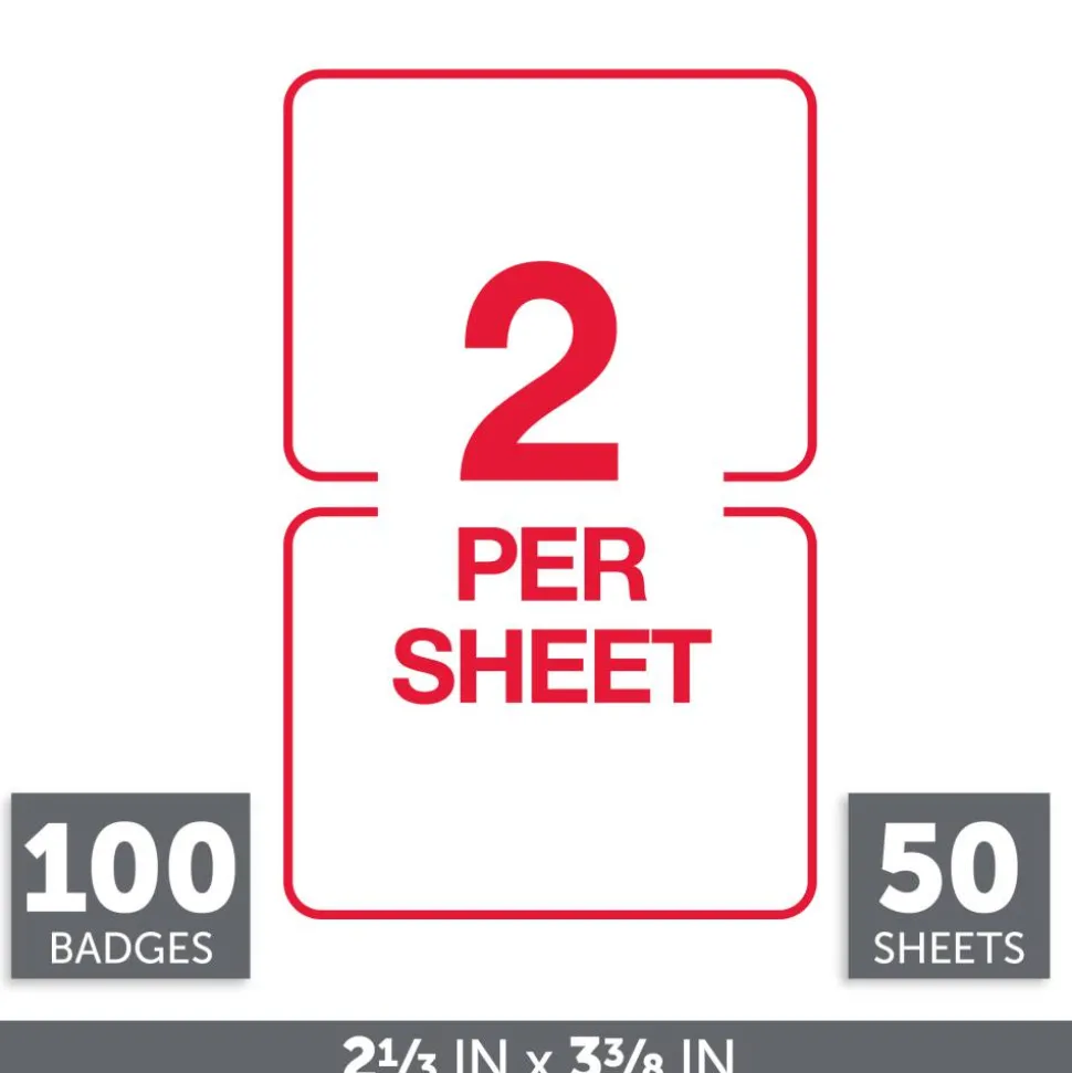 Name Badge Labels, 2 11/32" x 3 3/8", Red Border, Pack Of 100